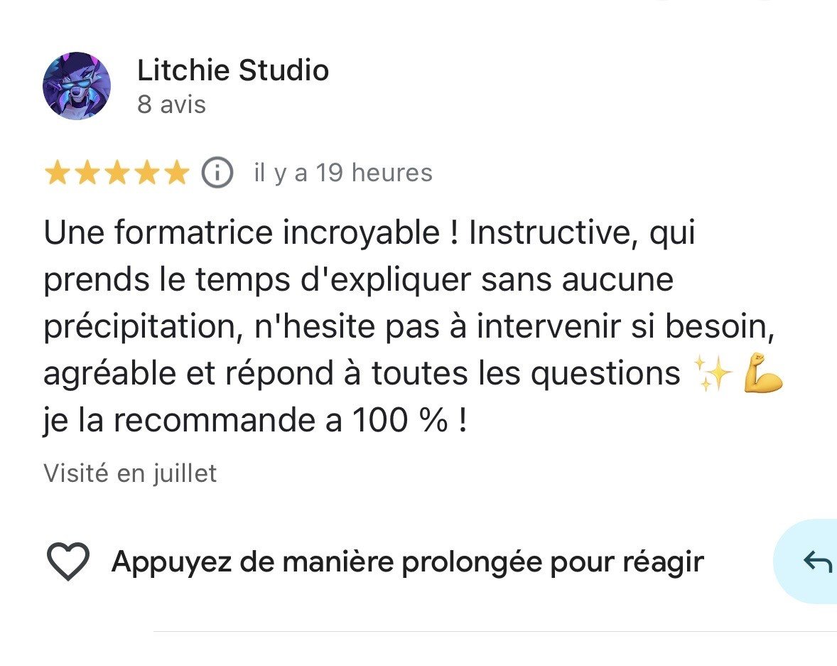 Avis Google de Litchie Studio sur la formation Prothésiste Ongulaire by LNail's